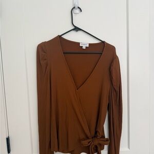 Everly Chestnut Wrap Blouse